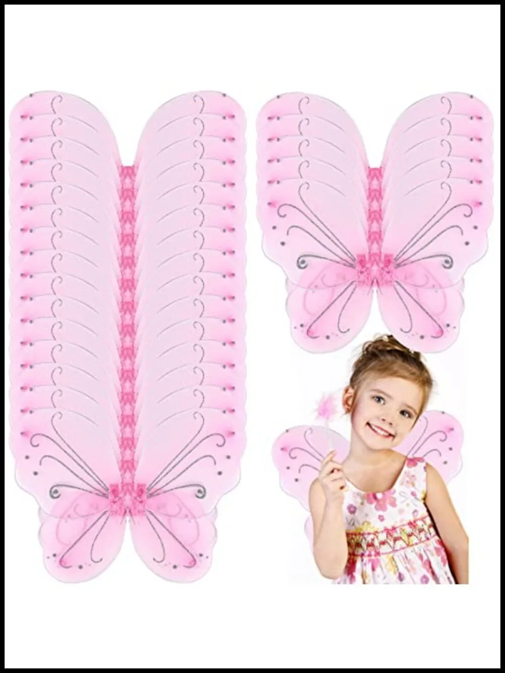 20 Pcs Nylon Butterfly Wings Dress Up Costume Party Decor Kids Girls